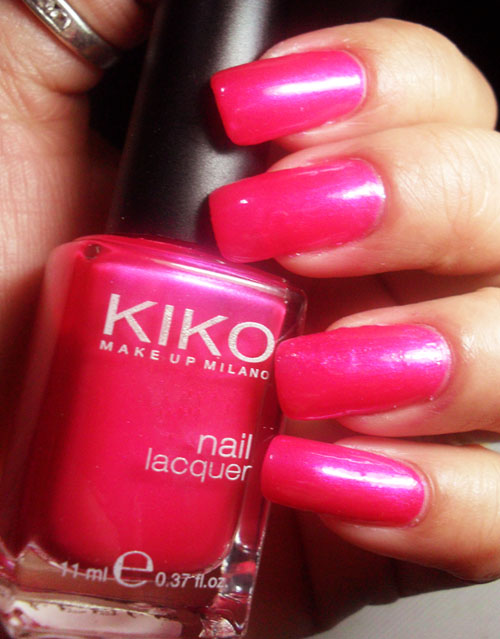 kiko 251 is a bright pink with subtle blue shimmer