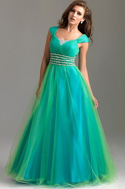 Dreamy Modest Prom Dresses Cap Sleeve Ball Gown