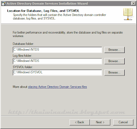 Location of Database. Log Files. and SYSVOL