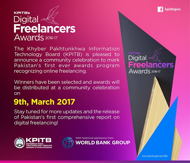 The Khyber Pakhtunkhwa Information Technology Board - KPITB is pleased to announce a community celebration to mark Pakistan’s first ever awards program recognizing online freelancing.