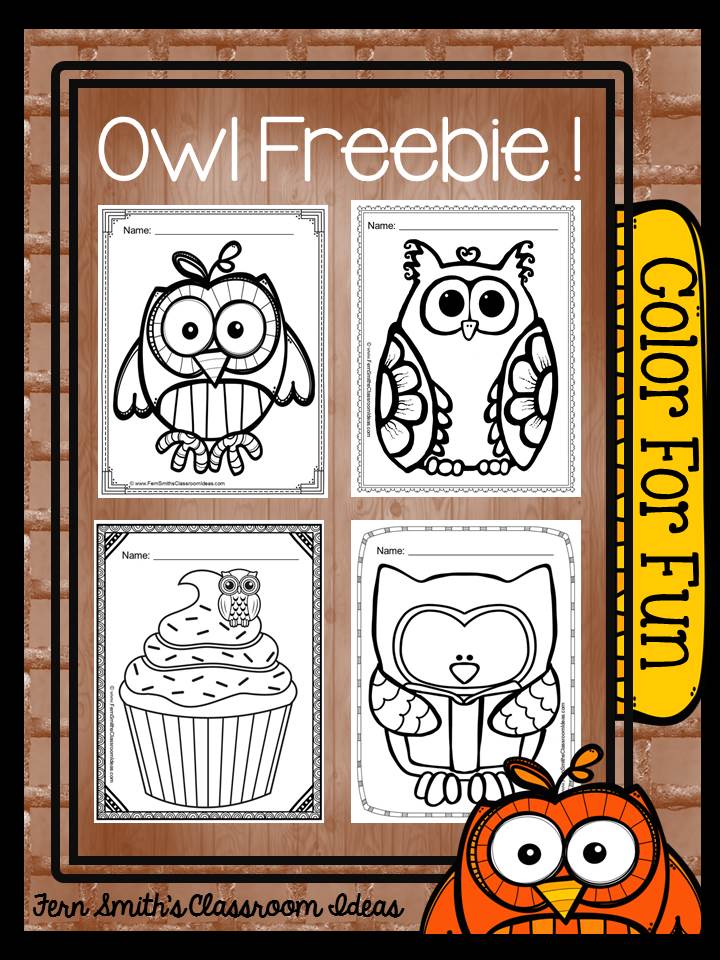 Fern Smith's Classroom Ideas: Tuesday Teacher Tips: Can't Celebrate Halloween At School? Throw an Owl Party Instead! FREE Color For Fun Owl Printable Coloring pages at Owl-ways Be Inspired