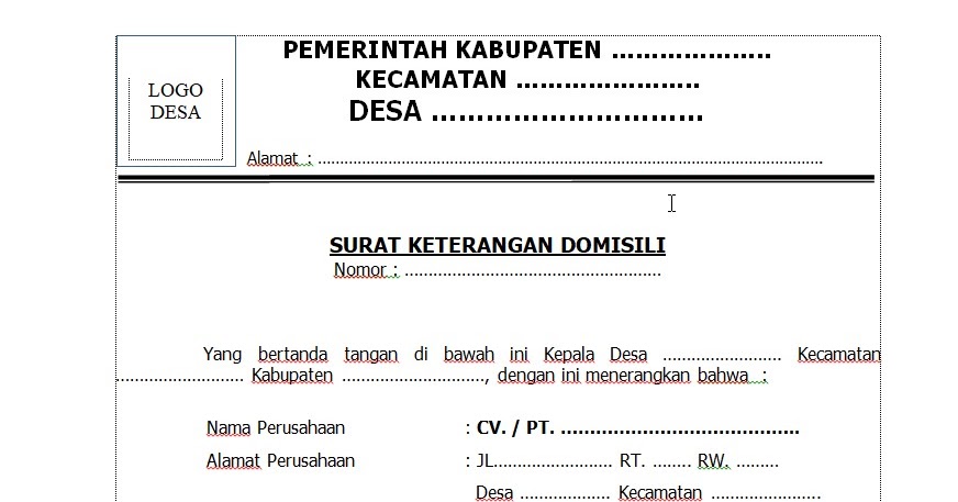 Contoh Surat Keterangan Domisil Perusahaan Dari Desa Contoh Surat