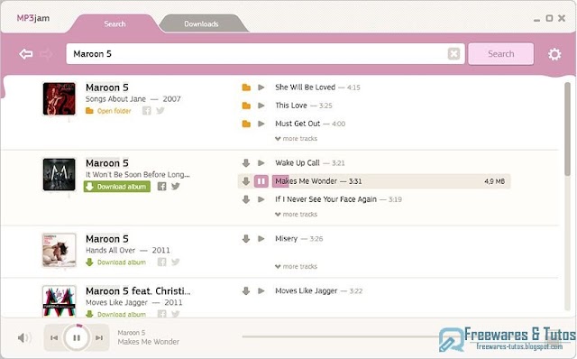 MP3jam : un logiciel gratuit pour chercher, écouter et télécharger des chansons de vos artistes préférés