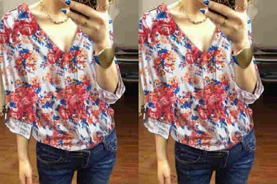 Atasan Blouse Flowers Full Print - 10216