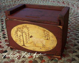 wooden recipe box with sheep