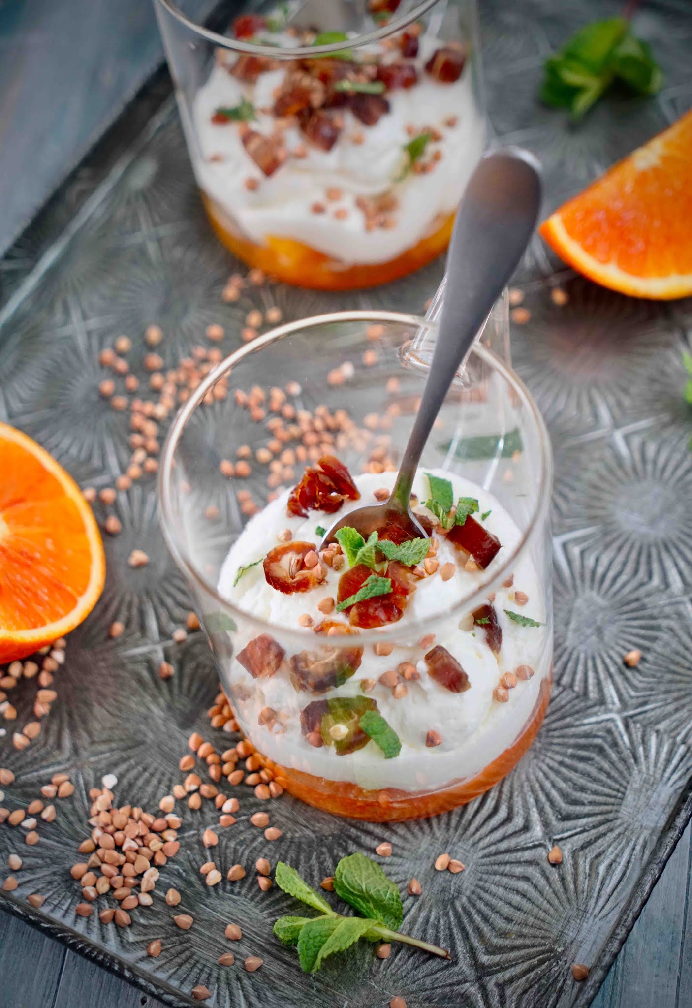 oranges sanguines , fromage blanc léger