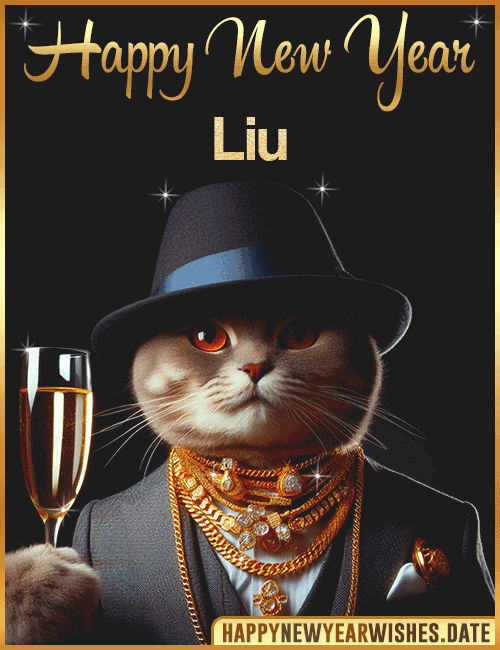 Happy New Year Cat Funny Gif Liu
