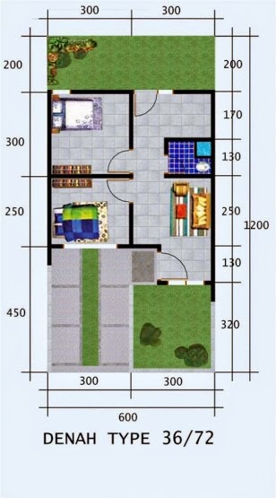 20 Gambar Denah  Rumah  Minimalis  Type  36 1 Lantai Home 