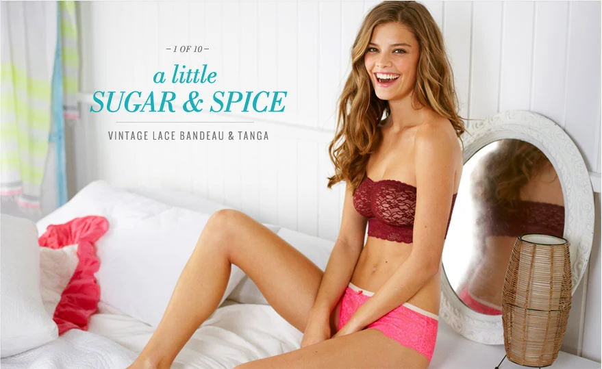 Nina Agdal - Aerie Perfect Paris Lingerie (May 2013) - Vintage Lace Bandeau and Tanga