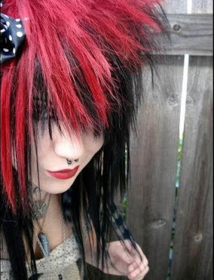 visual kei hairstyle. Black Red Hair