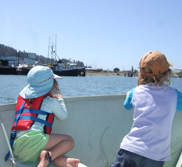 riding around Humboldt Bay in aluminum skiff