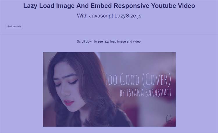 Lazy Load Image And Embed Responsive Youtube Video With Javascript LazySize.js