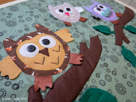 Owls Woodland Quilted Panel by Claire Noble