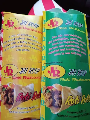 " Roti roll liver and chicken from Jairoop rotishop Ringweg Suriname"