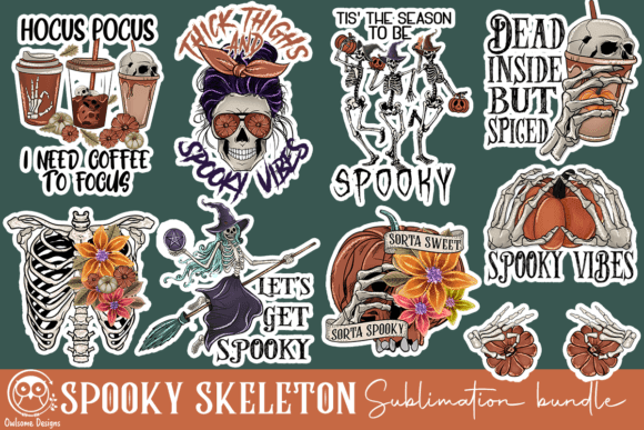 SVG for Cricut 9 Spooky Skeleton Sublimation Bundle cut files for your personal DIY projects