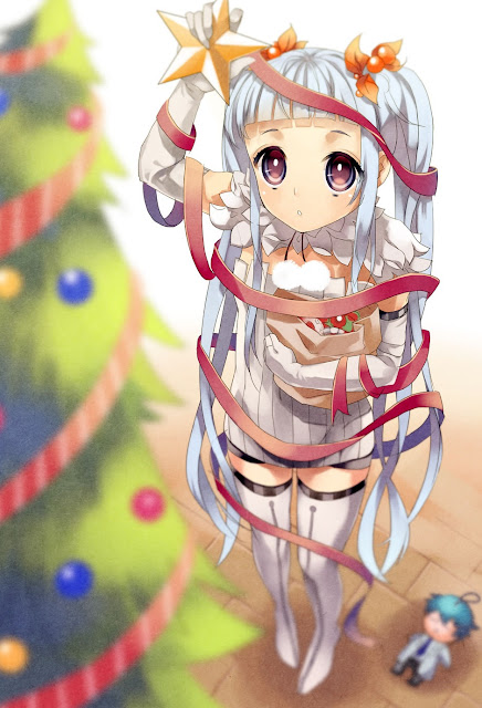 anime Christmas,Christmas tree,anime girl