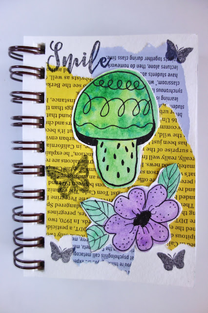 collage fodder, mixed media, mushrooms, scissors, watercolor mushrooms, recycle old boxes, paper crafts, collage, sketchbook practice, sketchbook, watercolor, sketchbook revival, blah to TADA, magazine pages