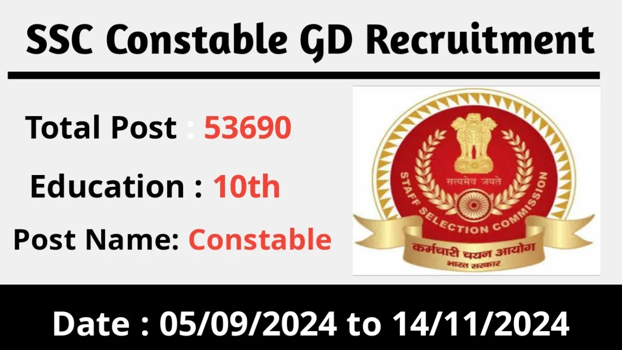 SSC GD Constable Recruitment 2025 for BSF, CISF, CRPF, ITBP, NCB, SSF & Assam Rifles SSC GD Constable Recruitment 2025
