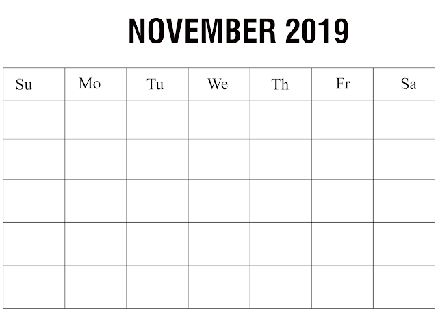  Blank November Calendar 2019