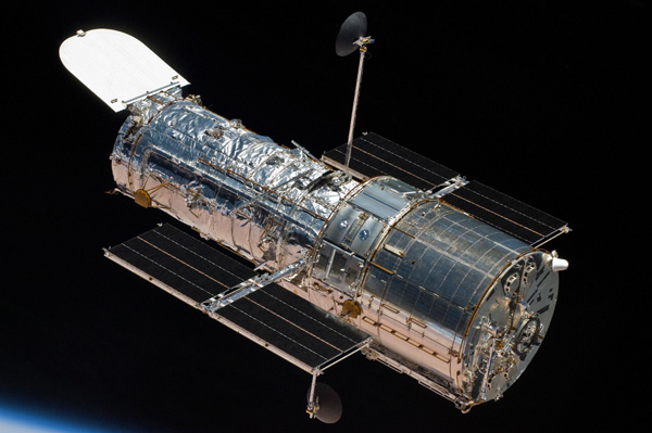 NASA's Hubble Space Telescope as seen by an astronaut aboard the orbiter Atlantis during shuttle flight STS-125, the last Hubble servicing mission, on May 19, 2009.