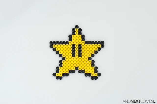 Super Mario World star perler bead craft from And Next Comes L