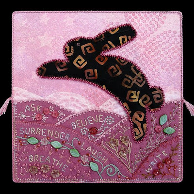 bead and thread embroidery by Robin Atkins, bead journal project, Believe