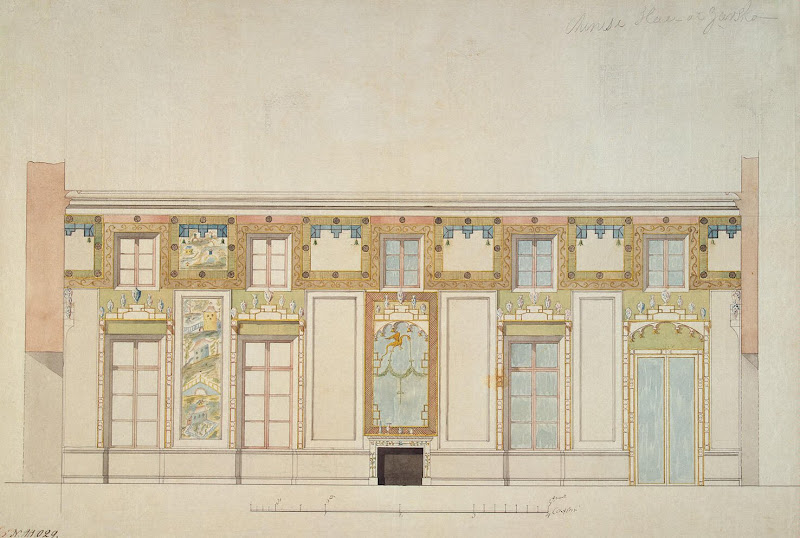 Design of a Wall Decoration in the Chinese Room of the Palace at Tsarskoye Selo by Charles Cameron - Architecture Drawings from Hermitage Museum