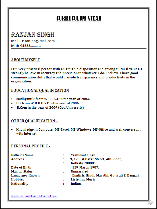 BPO Call Centre Resume Sample in Word Document