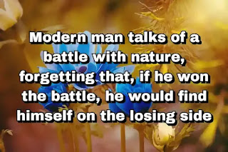 "Modern man talks of a battle with nature, forgetting that, if he won the battle, he would find himself on the losing side" ~ E. F. Schumacher