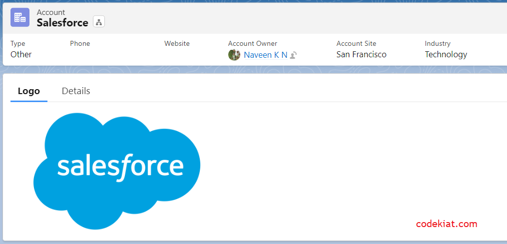 Salesforce account record page