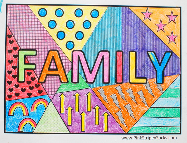 Free Family Pop Art Coloring Pages- print and color with the kiddos!