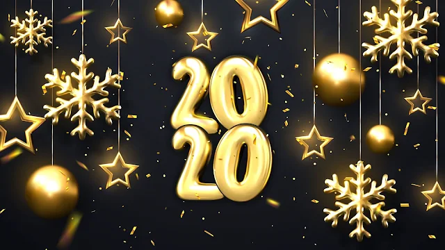 Papel de Parede Dourado Feliz Ano Novo 2020, hd, 4k.