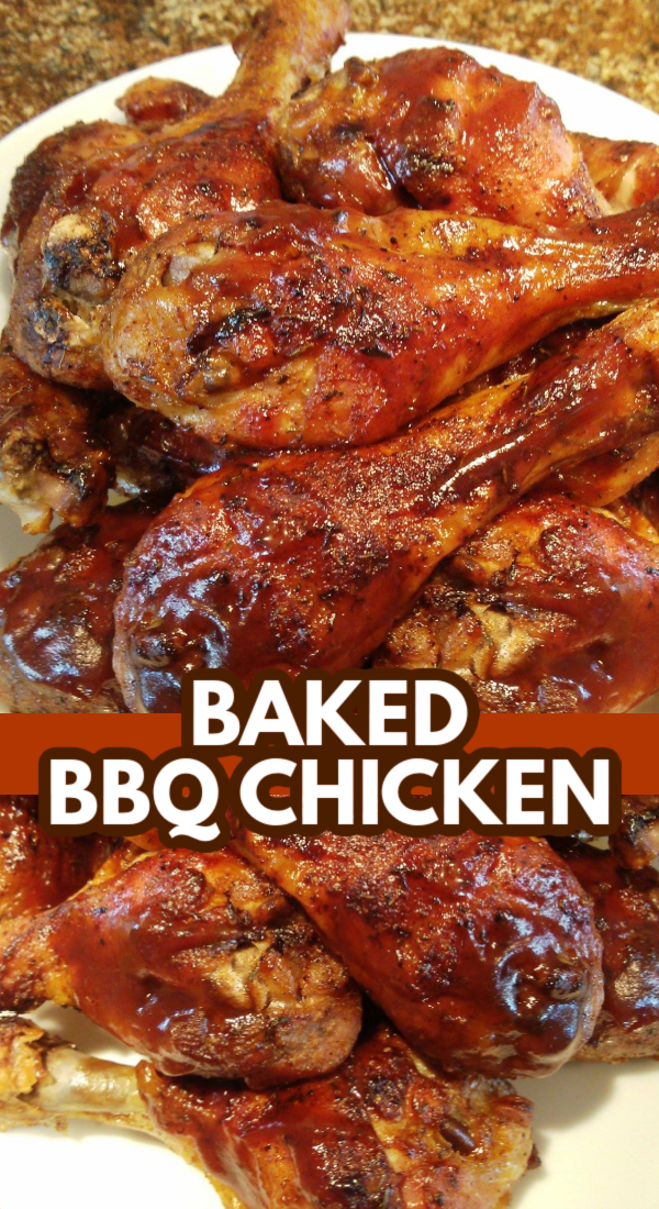 Baked Barbequed Chicken! An oven-roasted BBQ chicken recipe for legs, thighs or leg quarters cooked low-and-slow in the oven that tastes like it came right off the grill.