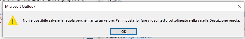 Finestra dialogo Outlook