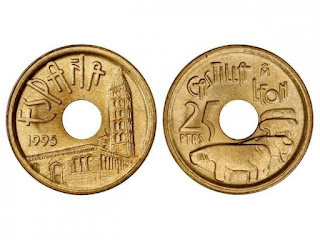 Moneda de 25 pesetas sin la conjunción ‘y’