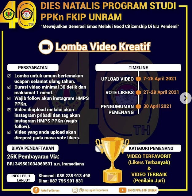 Lomba Esai Nasional Tingkat Mahasiswa dan Lomba Video Kreatif Tingkat Umum