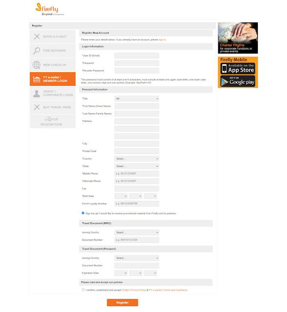 Cara daftar akaun firefly untuk beli tiket kapal terbang