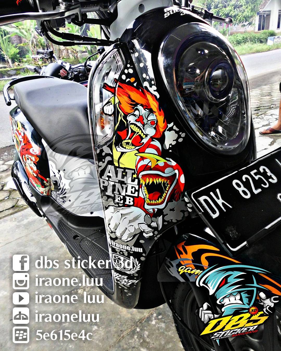 Cutting Sticker Honda Scoopy Badut Monster DBS Cutting Sticker 3D