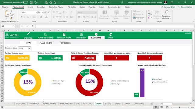Planilha de Contas a Pagar em Excel