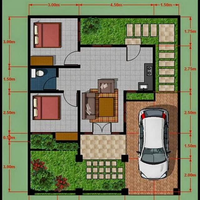 Desain model rumah minimalis type 45 Modern 