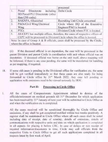 Compassionate appointment sop for post office department Compassionate appointment sop for post office department