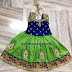 Green Kundan Lehenga with Blue Blouse