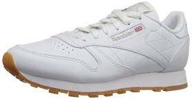 White Reebok Classic with gum sole