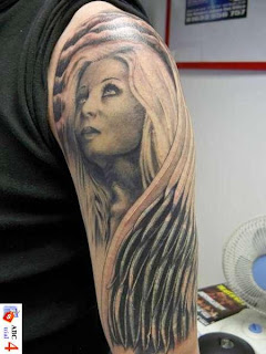 Head Angel Women Tattoos Desaign On Arm