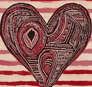African print heart red stripes 5 red colors