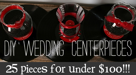 to make the centerpieces for the big day their colors are red n' black