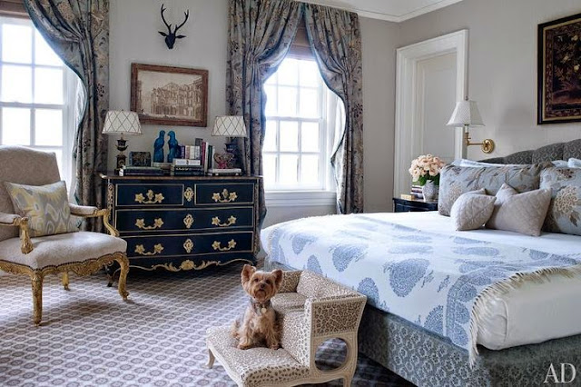 architectural digest master bedroom gray black leopard