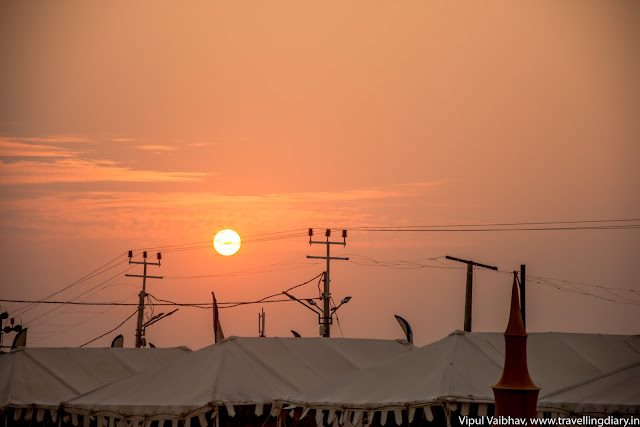 sunrise over tents in tent city