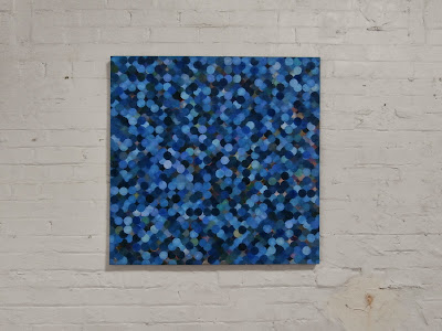 kate mackay, blue circle, oil on canvas, articulate, adrian clement, collection, painting, art, geometric, non objective