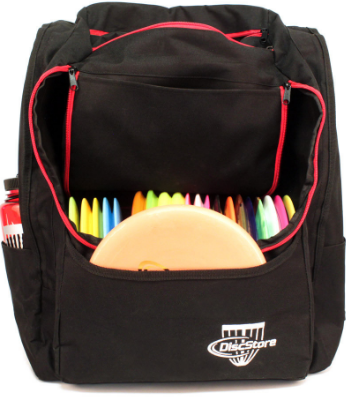 Disc golf backpack with multiple pockets and adjustable straps